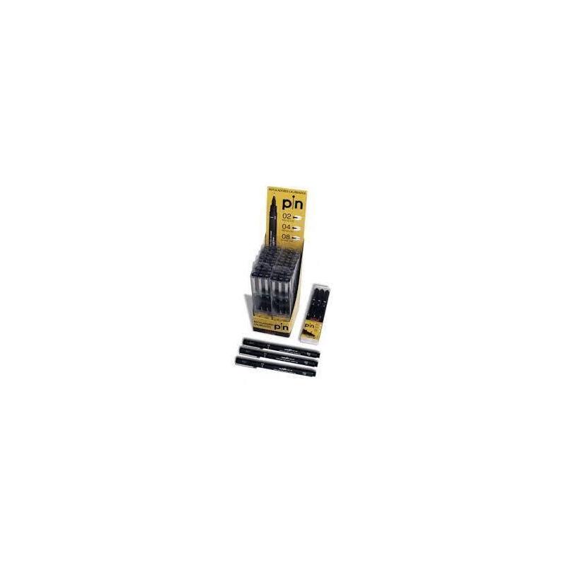 Uniball Expositor Marcador Permanente Negro Pinox-200/12p Calibrados Estuche De 3 (0,2-0,4 Y 0,8 Mm) -12u-