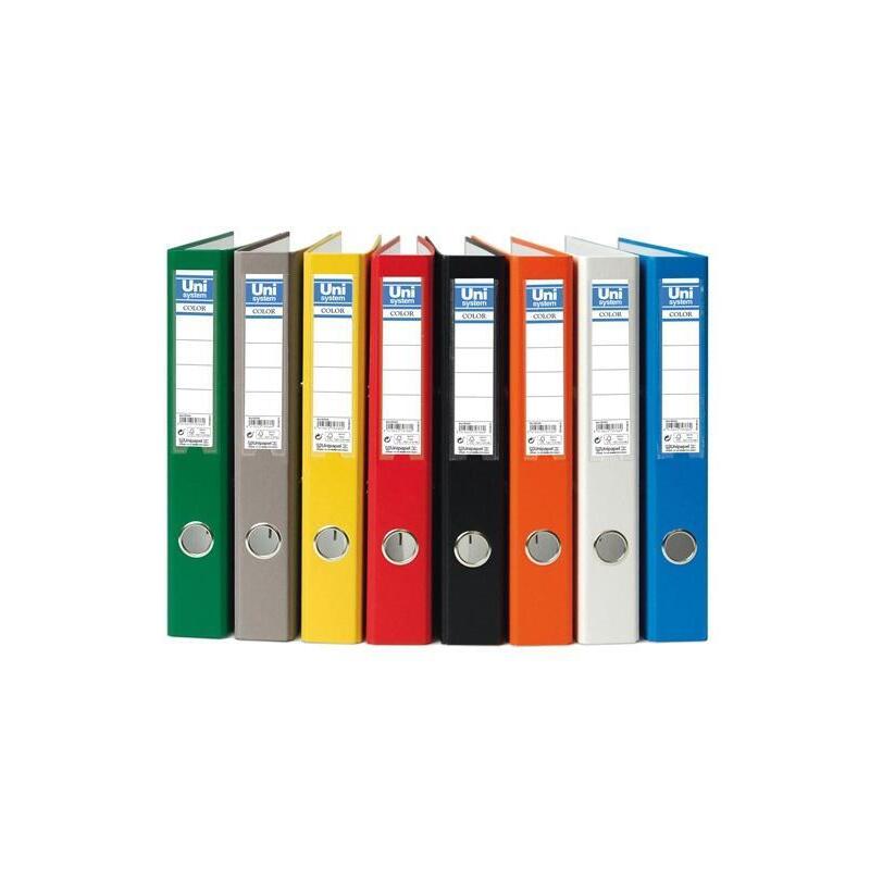 Unisystem Color Archivador Palanca 45mm Cantonera Larga Folio Cartón Forrado Pp Gris