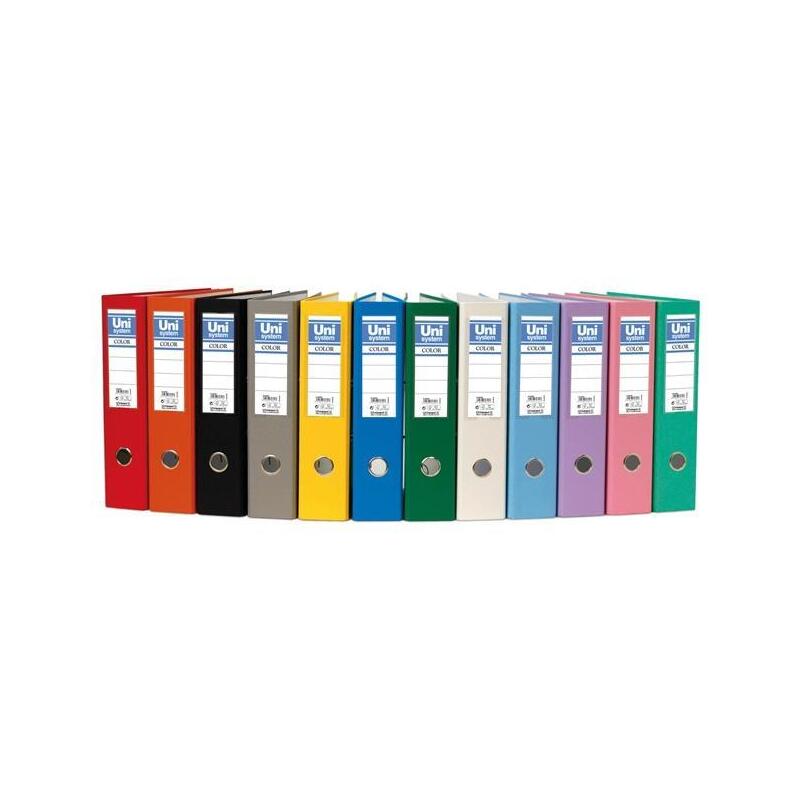 Unisystem Color Archivador Palanca 65mm Cantonera Larga A4 Cartón Forrado Pp Negro
