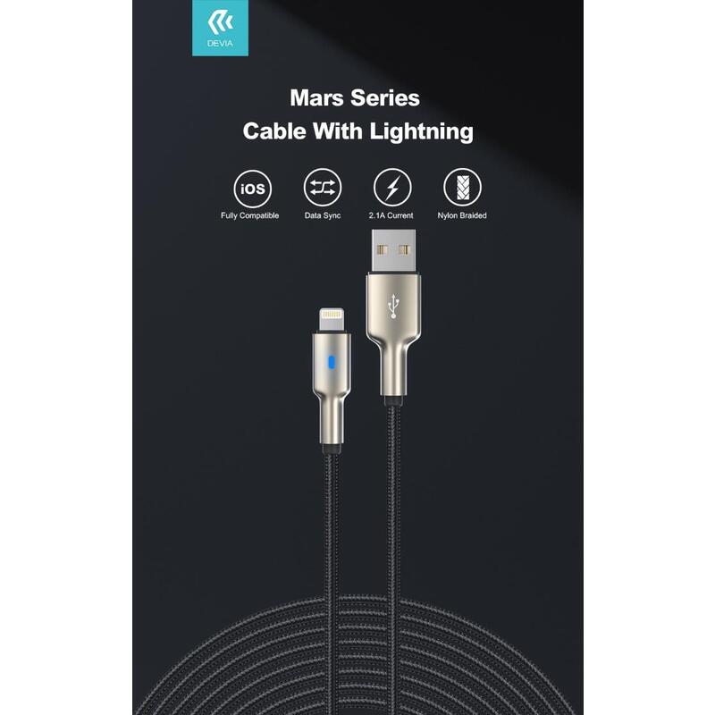 Usb-A Lightning Cable In Zinc Alloy And Braided Nylon 1.5 Mt