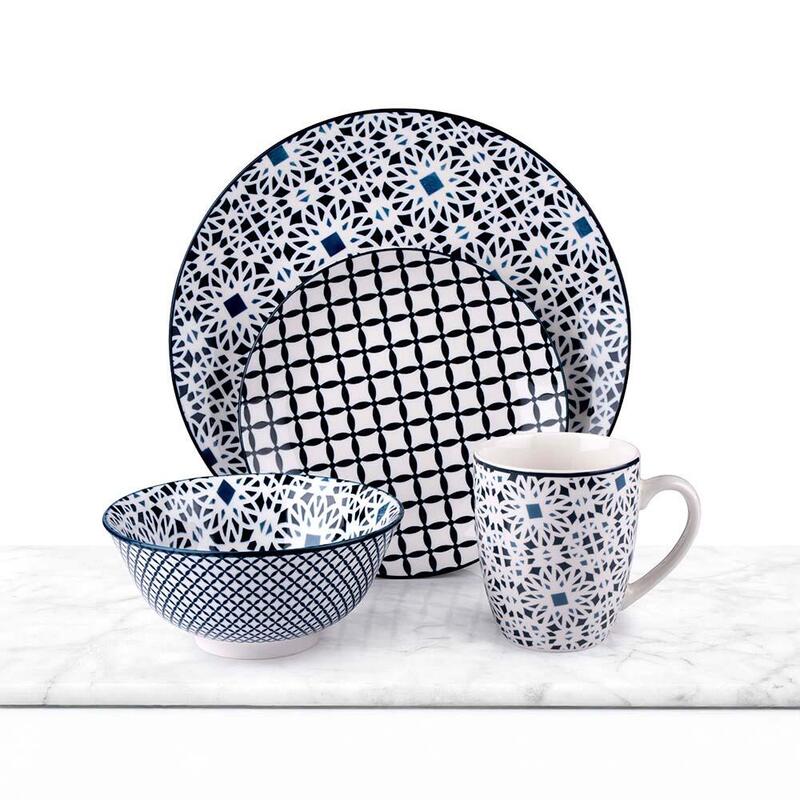 Vajilla Estampada 16 Piezas, Colores Surtidos