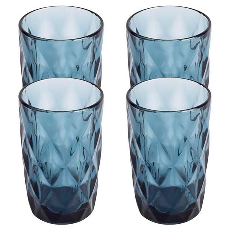 Vaso De Cristal Con Relieve Modelo Aqua, 350 Ml, 4 Uds