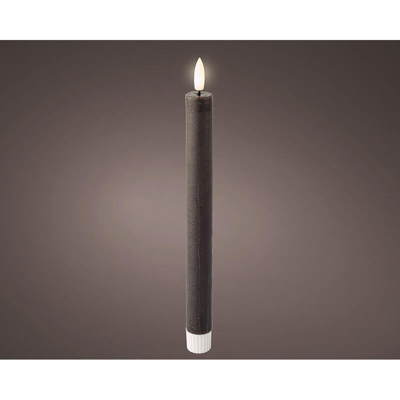 Vela De Cera Led Efecto Llama Color Gris, Ø2 X 24,5 Cm, 2 Uds