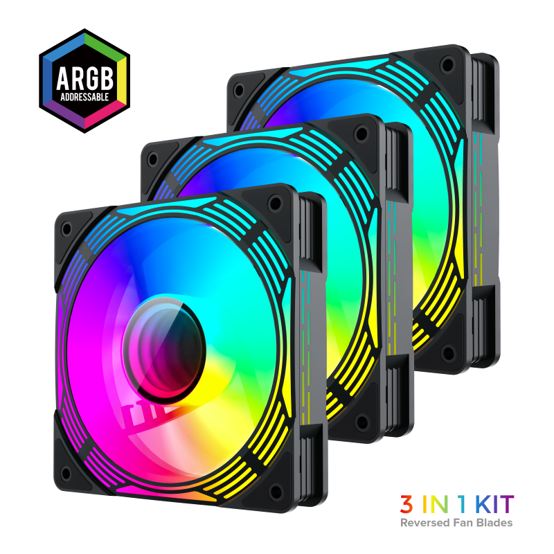 Ventilador Pc Gamemax Case Fan Kf300r Bk Black