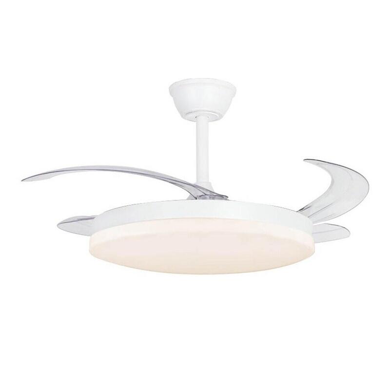 Ventilador Techo, Led 3cct, Aspas Retráctiles, Milky L Evo Smart, 72 W, 7920 Lm, Blanco, Ø120 Cm, Plafón Ø48 Cm, Altura 32 - 42 Cm