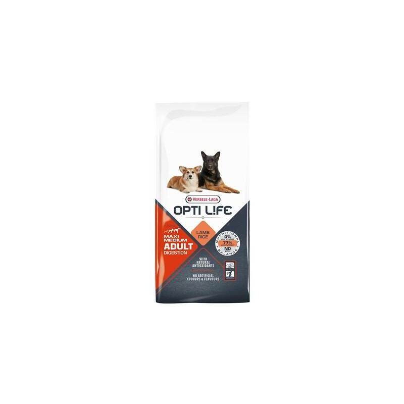 Versele-Laga Opti Life Adult Digestion Medium & Maxi Lamb - Alimento Seco Para Perros - 12,5kg