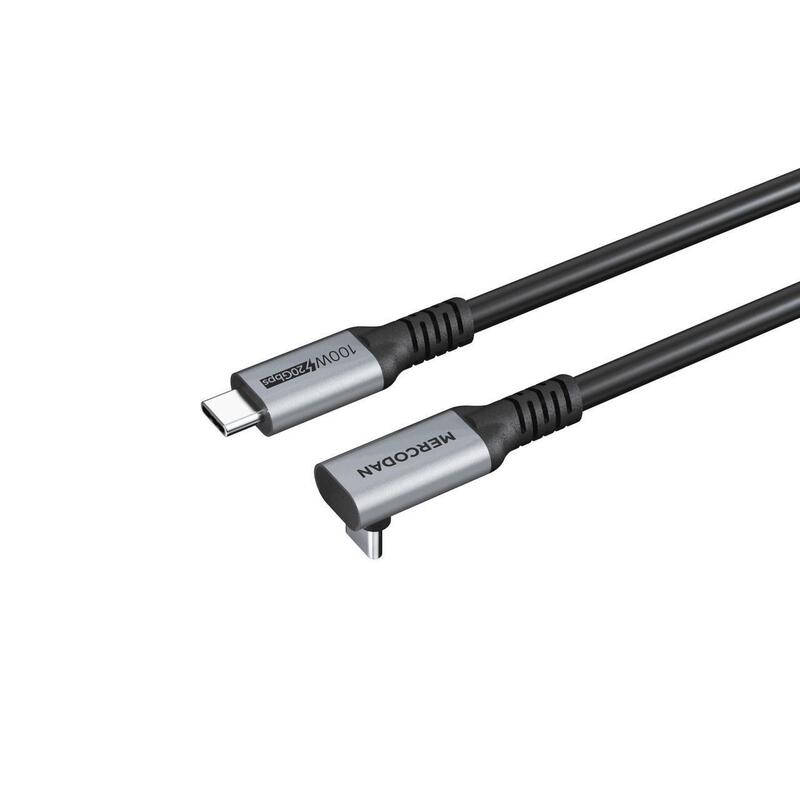 Vinklet 90ø Usb-C Kabel 5,0m, Usb 3.2 Gen 2, 20gbps, 85w