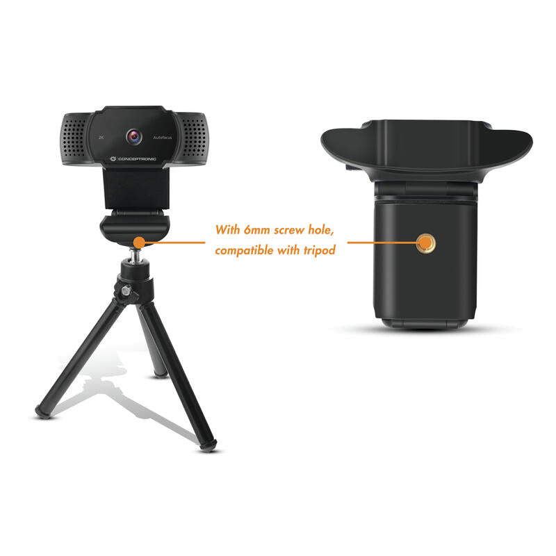 Webcam 2k Conceptronic Amdis 5mp Usb 3.6mm 30 Fps Angulo Vision 72º Microfono Integrado