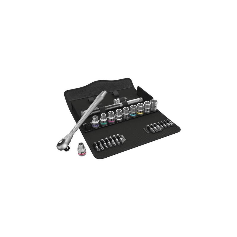 Wera 8100 Sc 10 Juego De Trinquetes Rápidos Zyklop, Pulgadas, 28 Piezas, Juego De Herramientas Negro/Verde, Trinquete De 1/2", Con Accionamiento Cuadrado 5004080001