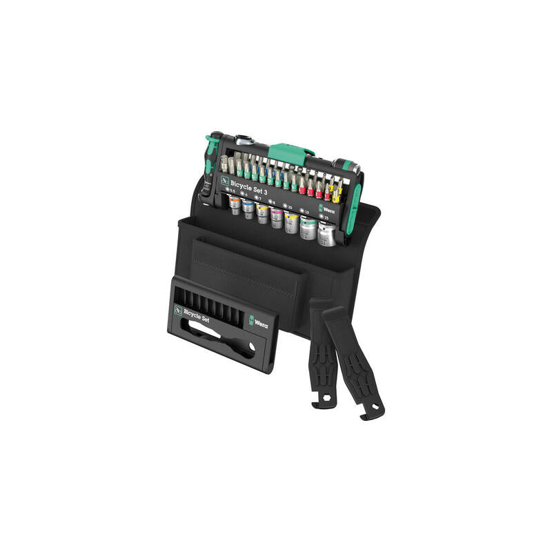 Wera Bicycle Set 3, 2025, Juego De Herramientas Negro/Verde, 41 Piezas, Incluido Trinquete De Punta Reversible, 1/4" 05004187001