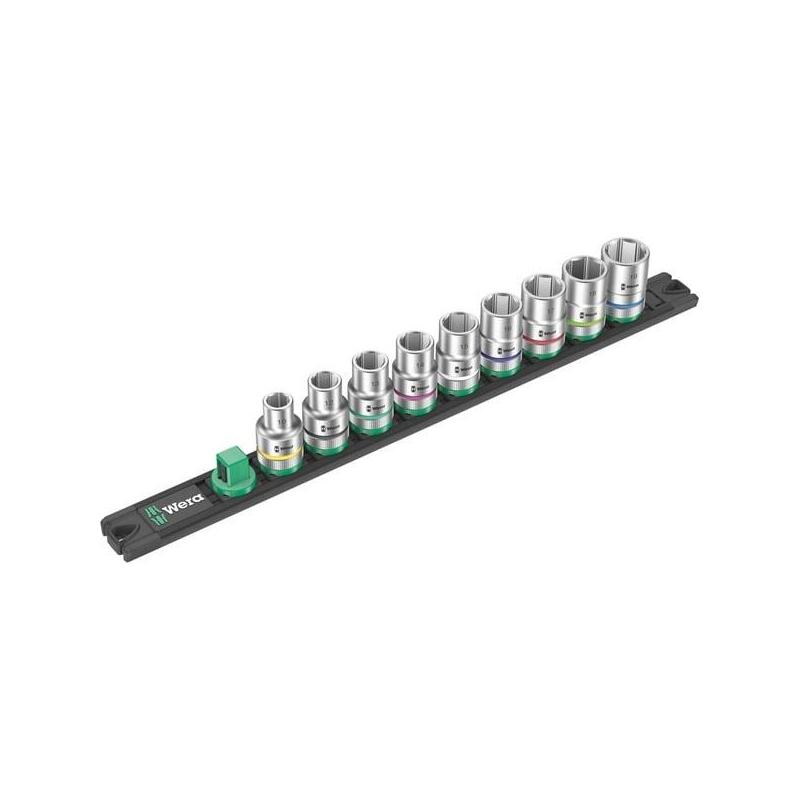 Wera Juego De Vasos Tira Magnética C 4 Zyklop 1/2" (Negro/Verde, 9 Piezas)