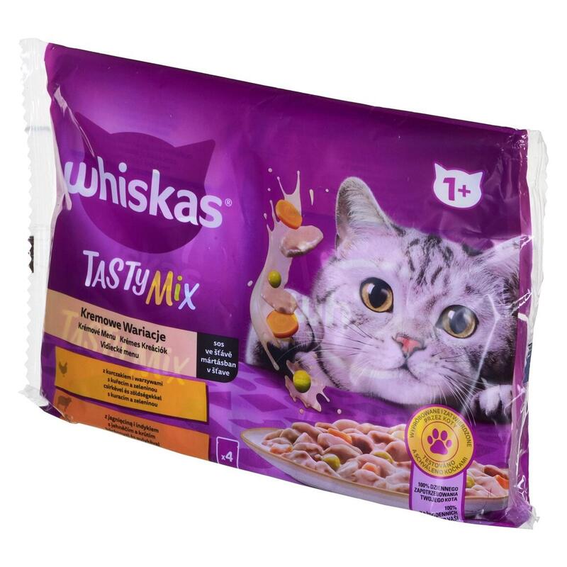 Whiskas Tasty Mix Chicken And Vegetable, Lamb And Turkey - Comida Húmeda Para Gatos - 4 X 85g