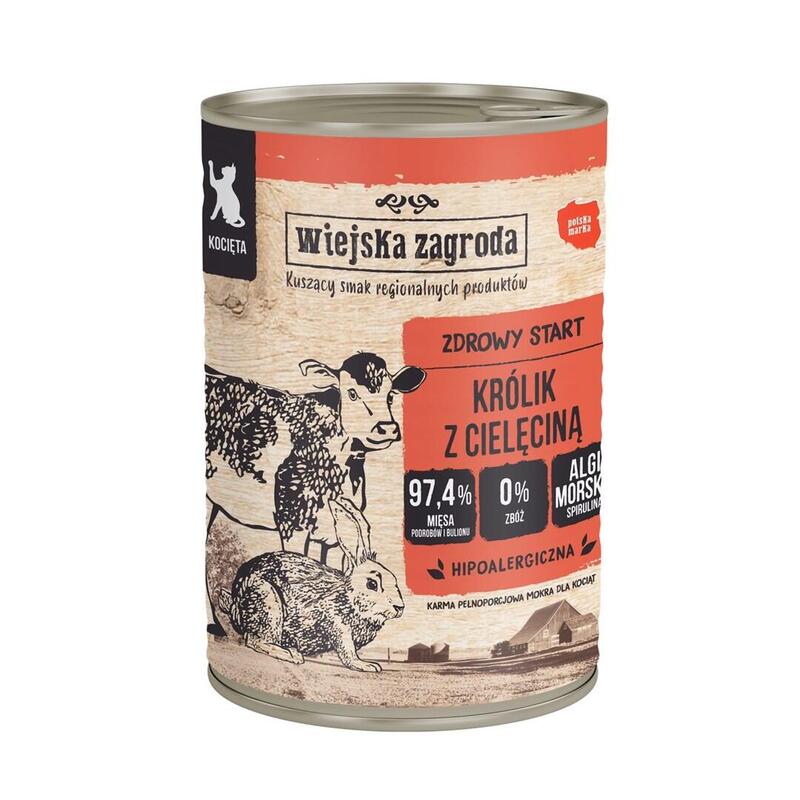 Wiejska Zagroda Królik Z Cielecina Karma Mokra Dla Kota 400g