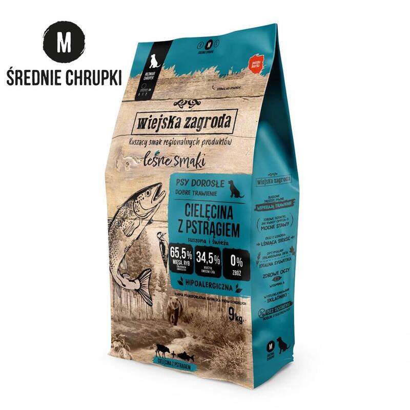 Wiejska Zagroda Veal With Trout M Dry Dog Food 9kg
