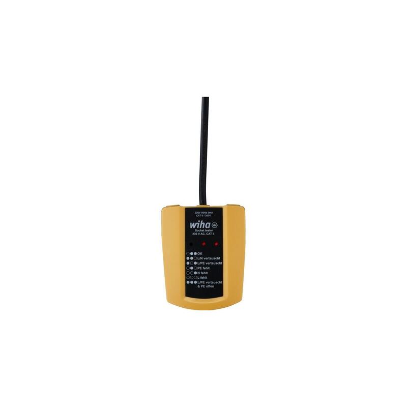 Wiha Socket Tester 45220, 230 V Ca, Dispositivo De Medición Amarillo/Negro 45220