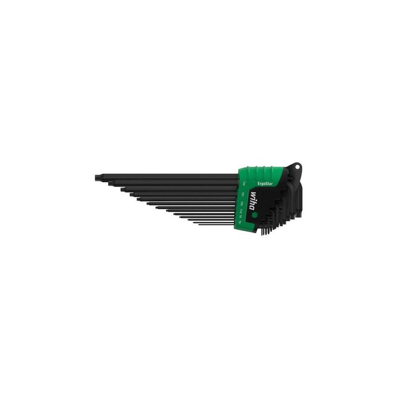 Wiha Juego De Llaves Acodadas Torx Con Soporte Ergostar, Destornillador Negro/Verde, 13 Piezas, Función De Sujeción Magicspring 43848