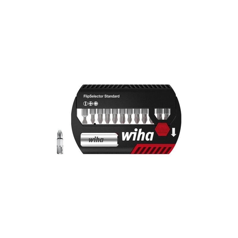 Juego De Puntas Wiha Flipselector Standard, 13 Piezas Negro/Rojo, Ph / Pz / Sl, Con Clip Para Cinturón 39049