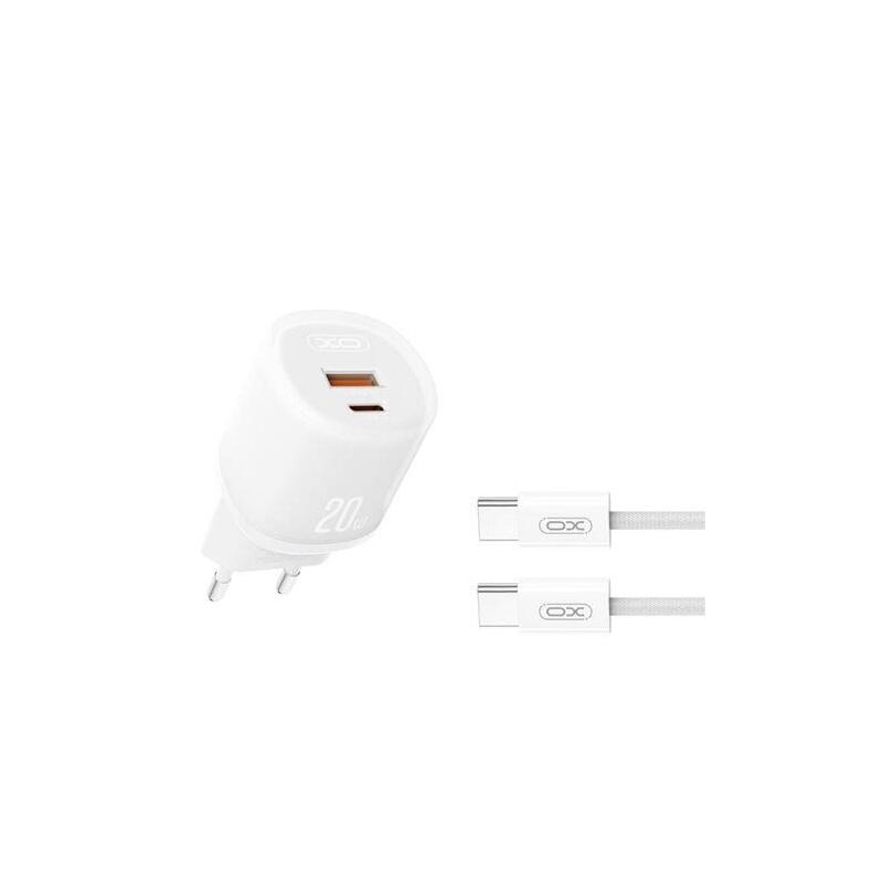 Xo L144 Cargador De Corriente 20w - Usb-A Y Usb-C - Pd 3.0 - Incluye Cable Usb-C - Blanco