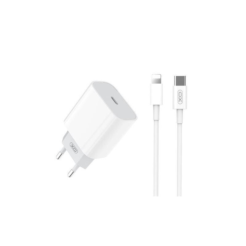 Xo L77 Pack Cargador De Corriente 1x Usb-C 20w Carga Rapida + Cable Usb-C A Lightning 1m