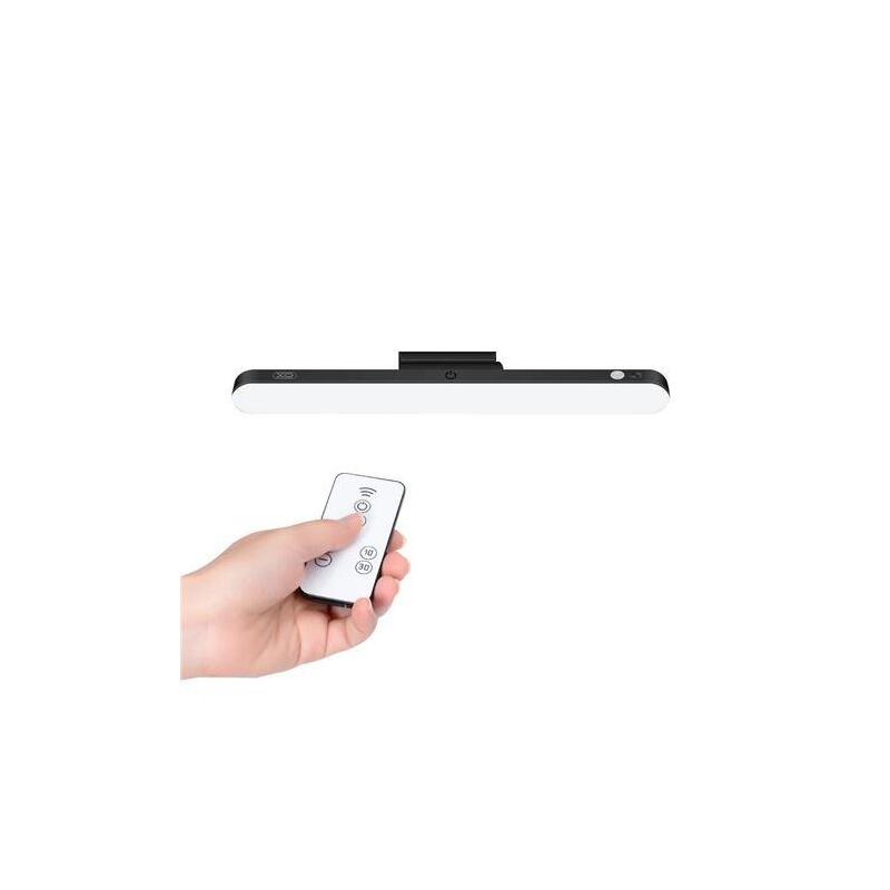 Xo Lampara Led De Escritorio - Potencia 25w - Bateria 1200mah - Ajuste Hasta 80º - Control Remoto - Regulacion De Potencia - Luz Anti Fatiga - Adaptador Magnetico Para Fijacion - 3 Temperaturas De Color - Color Negro