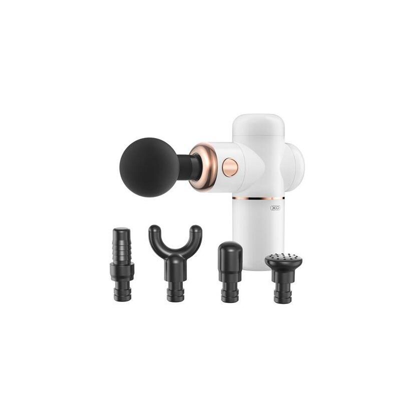 Xo Masajeador Portatil - Bateria 3000mah - Cargador Tipo C - 4 Accesorios Incluidos - Blanco