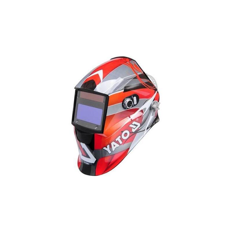 Yato Yt-73921 Pantalla Y Casco De Soldadura Welding Helmet With Auto-Darkening Filter Negro, Rojo, Plata
