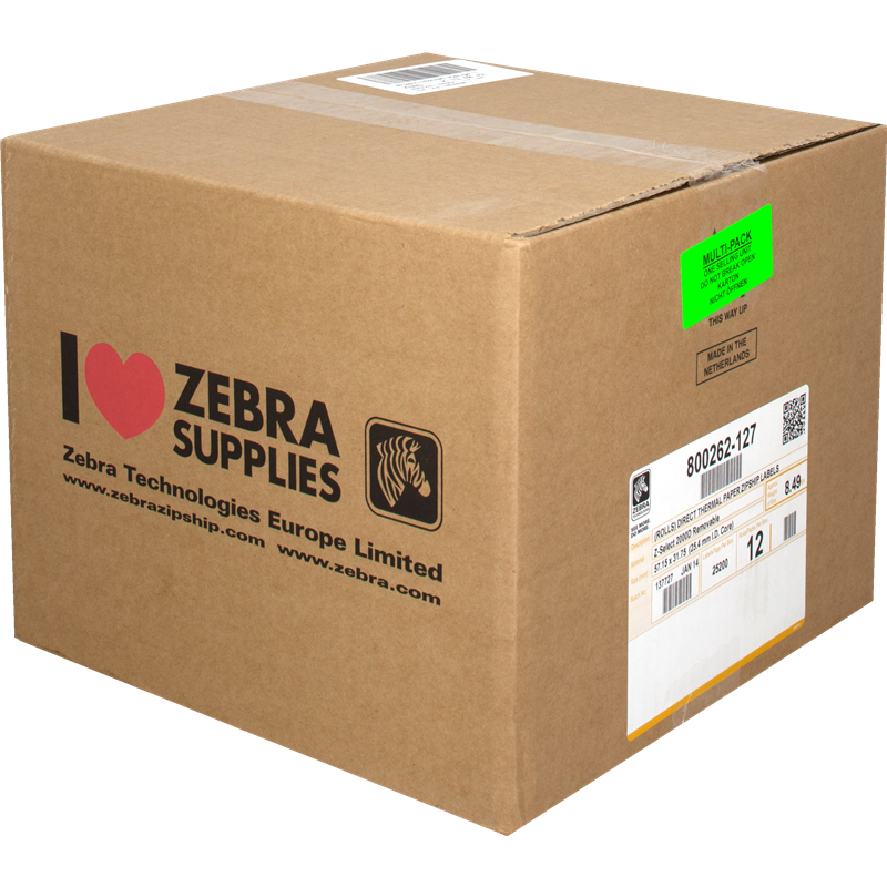 Zebra Etiquetas Blanco 800262-127 12pck Z-Select 12 Rollos, Termo, 2000d, 57x32mm, 2100 Et./Rollo, Separable
