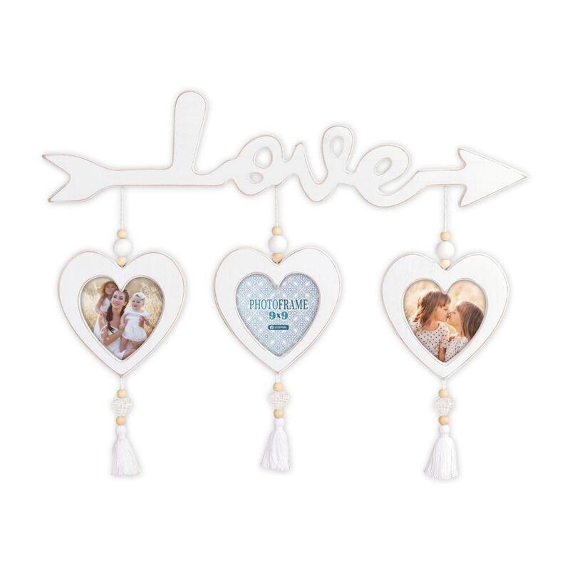 Zep Delia 3x9x9 Wood White Three Hearts Re366