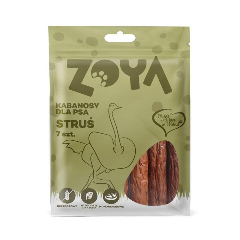 Zoya Ostrich Meat Sausages - Premio Para Perros - 7 Uds.