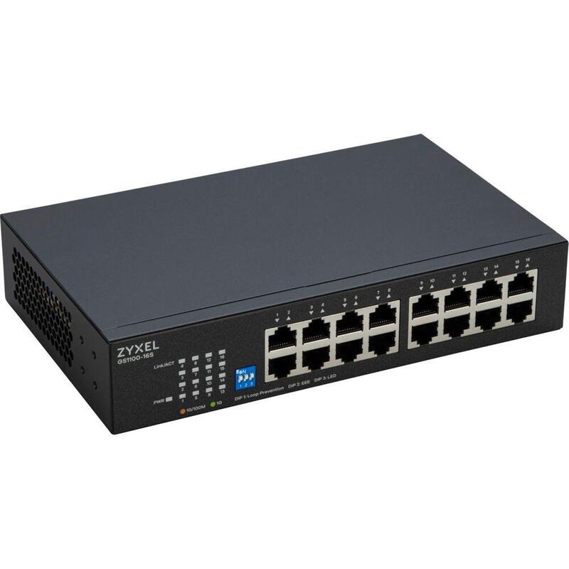 Zyxel Gs1100-16s 16-Port Gigabit Unmanaged Switch,Dip-Sektor