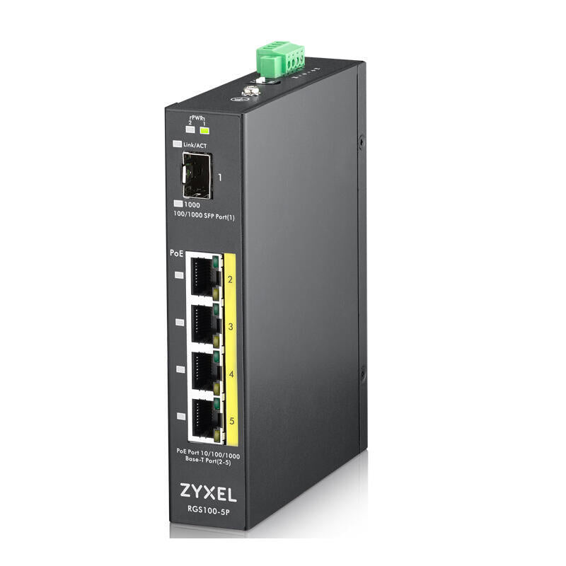 Zyxel Rgs100-5p No Administrado L2 Gigabit Ethernet (10/100/1000) Negro Energía Sobre Ethernet (Poe)