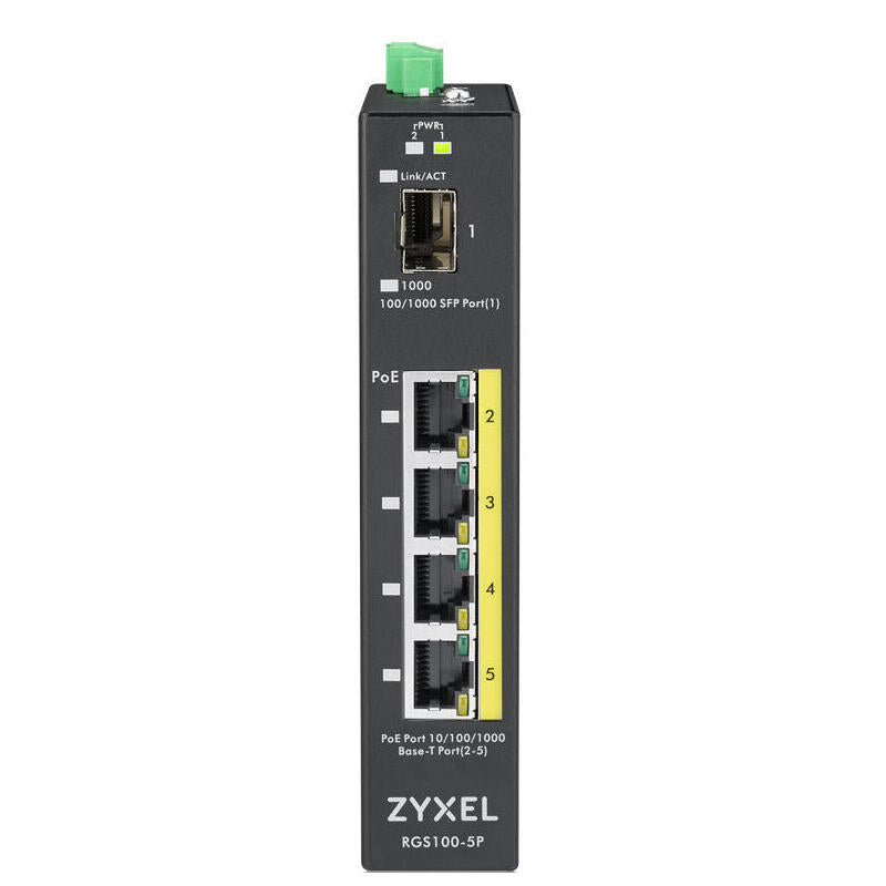 Zyxel Rgs100-5p No Administrado L2 Gigabit Ethernet (10/100/1000) Negro Energía Sobre Ethernet (Poe)