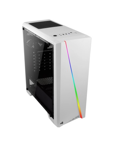 Caja Pc Aerocool Semitorre Cylon White Frontanl Elegante Con Linea De Iluminacion Rgb Lateral Transluciodo Acrilico Lector Sd...