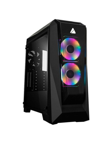 Caja Pc Azza Chroma 410b (b/win) 2x Rgb Con Ventana Midi Tower Sin Fuente Negro