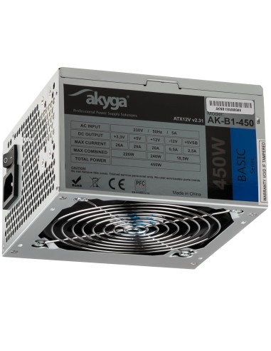 Fuente De Alimentacion Akyga Basic Atx 450w Ak-b1-450 Fan12cm P4 3xsata Pci-e