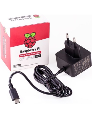 Fuente De Alimentación Negra Para Raspberry Sc0217 Pi 4 Modelo B 5.1v 3a Usb Tipo-c