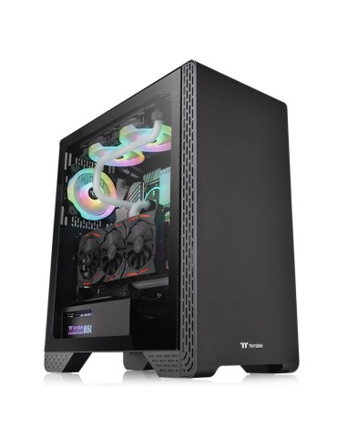 Caja Pc Thermaltake Torre Atx S300 Tg Negro Ven 140mm+ven 120mm Incluido/1xcristal Templado Ca-1p5-00m1wn-00