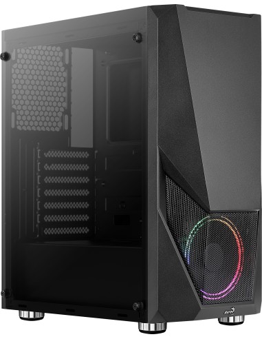 Caja Pc Aerocool Zauron Black 2*usb3.0 Usb2.0 Audio Hd Gpu Hasta 325mm Panel Lateral Transparente Ventilador Saturn 12 Frgb A...