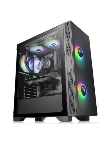 Caja Pc Thermaltake Torre Atx Versa T25 Tg Negro Cristal Templado/1xvent 120mm Incluido Ca-1r5-00m1wn-00