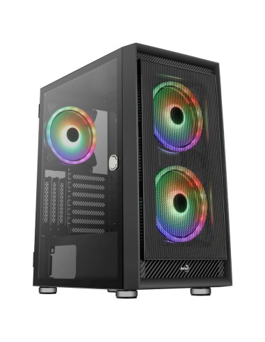 Caja Pc Aerocool Graphite V3 Frontal Mesh Lateral De Cristal Templado Incluye 3 Ventiiladores Rgb 140mm