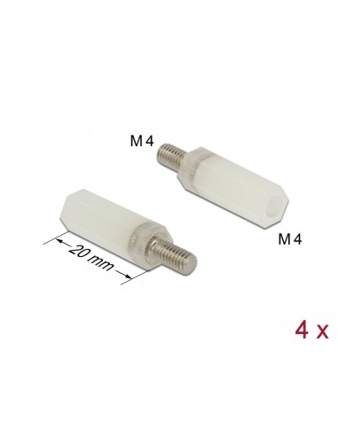 Delock Abstandshalter M4 X M4, Sechskant, Innen / Aussen, 20 Mm Natur 4 Piezas