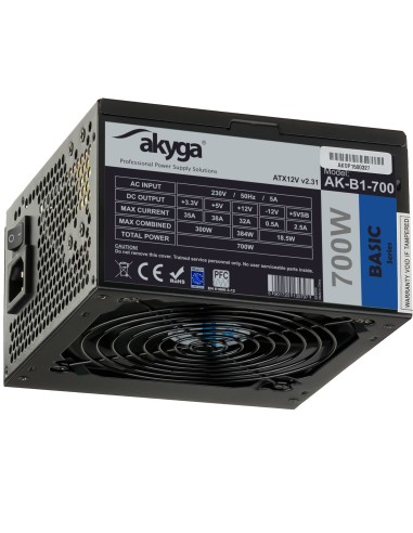 Fuente De Alimentacion Akyga Ak-b1-700be Atx 700w Black Edition P4 + 4 Pci-e Sata Ppfc 12 Cm