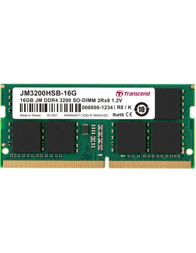 Memoria Ram Transcend 16gb Jm Ddr4 3200mhz So-dimm 2rx8 1gx8 Cl22 1.2v