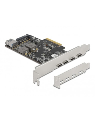 Delock Tarjetas Pci Express X4 A 4 X Usb Type-c + 1 X Usb Tipo-a - Superspeed Usb 10 Gbps - Factor De Forma De Perfil Bajo