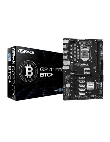 Placa Base Asrock Lga1151 Q270 Pro Btc+, Intel Q270, 2xddr4, 1xhdmi