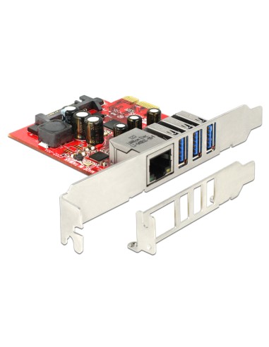 Delock 89382 Tarjeta Pci Express X1 A 3 X Externos Usb 5 Gbps + 1 X Externos Gigabit Lan - Factor De Forma De Perfil Bajo