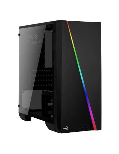 Caja Pc Aerocool Black Micro-atx Cylon Frontanl Elegante Con Linea De Iluminacion Rgb Lateral Transluciodo Acrilico Lector Sd...