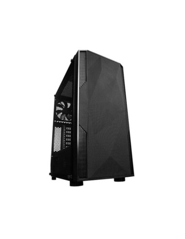 Caja Pc Logic Agir Mesh + Glass  Usb 3.0 Negra Sin Fuente De Alimentación