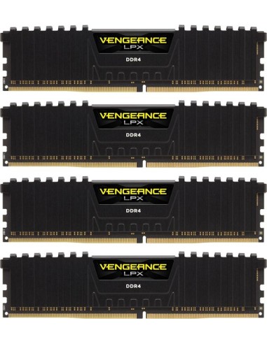 Corsair Memoria 64 Gb Ddr4 2400 (4x 16 Gb) Kit Cuádruple, Ram Negro, Cmk64gx4m4a2400c14, Vengeance Lpx, Intel Xmp Cmk64gx4m4...