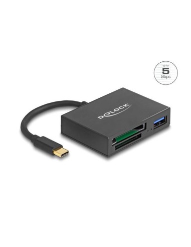 Delock 91711 Lector De Tarjetas Usb-c Para Tarjetas De Memoria Xqd Y Sd + Puerto Usb 5 Gbps Tipo-a